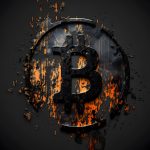 Bitcoin with water splash on black background. Cryptocurrency concept.Bitcoin falling into water with splashes and drops on black background